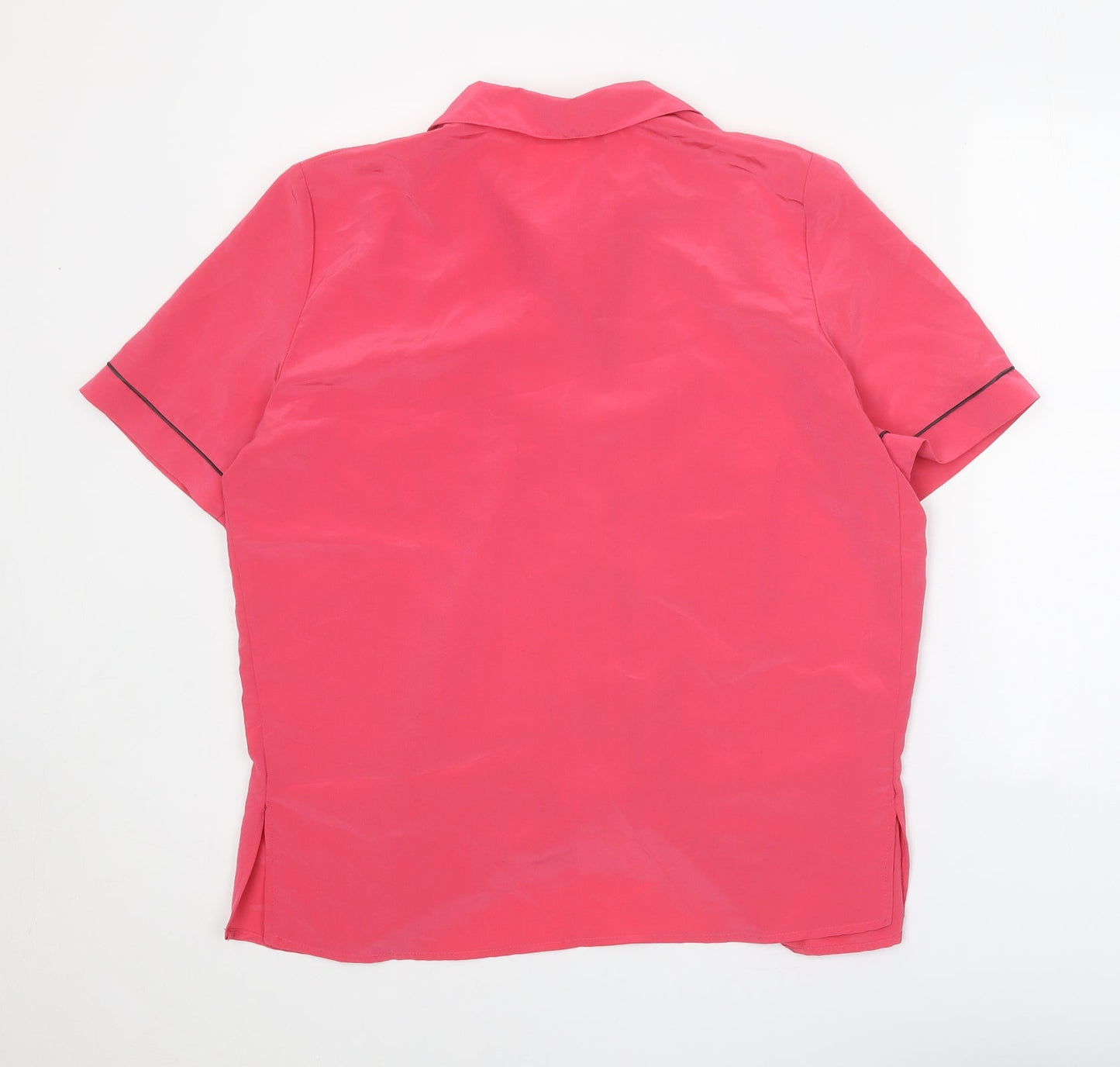 Preworn Womens Pink Viscose Basic Button-Up Size L Collared - Stars