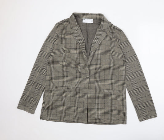 ASOS Womens Brown Plaid Jacket Blazer Size 14 Button