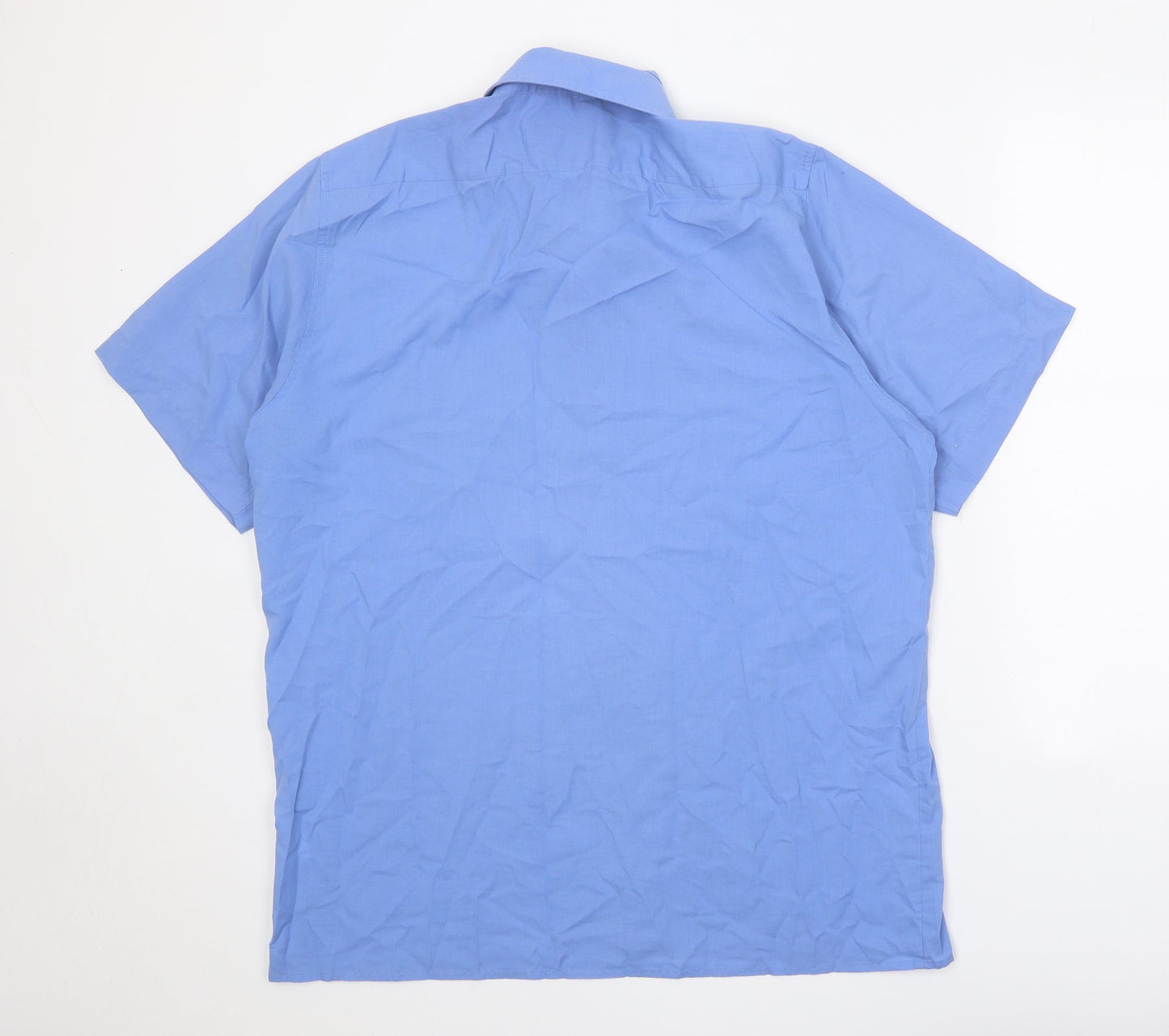 DnD Mens Blue Polyester Button-Up Size L Collared Button