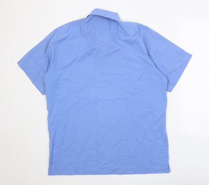 DnD Mens Blue Polyester Button-Up Size L Collared Button