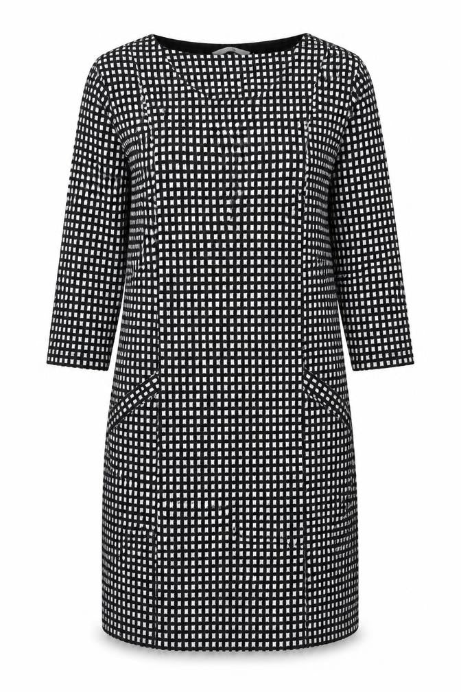 TU Womens Black Geometric Polyester A-Line Size 14 Round Neck Pullover