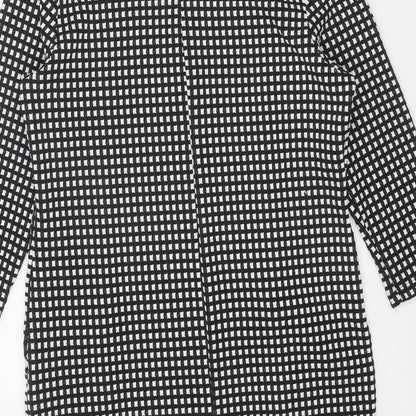 Tu Womens Black Geometric Polyester A-Line Size 14 Round Neck Pullover