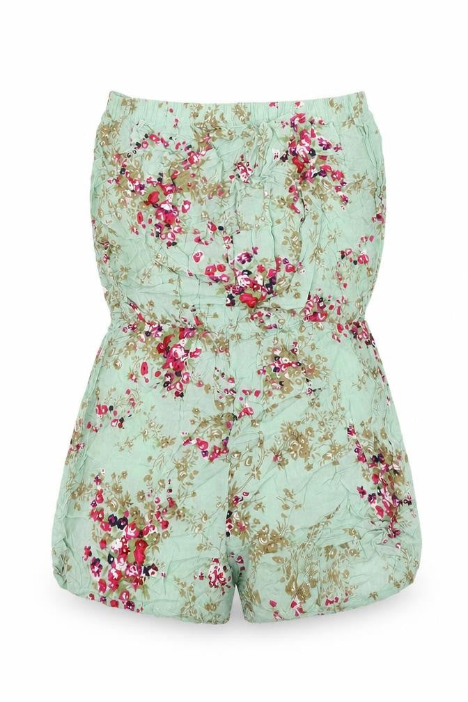 Glamour Womens Green Floral Polyester Playsuit One-Piece Size 8 Pullover