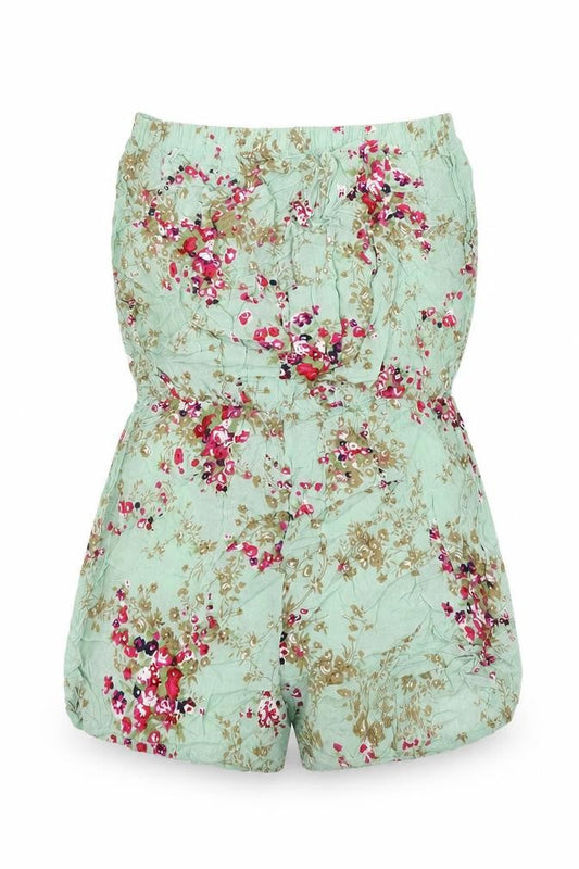 Glamour Womens Green Floral Polyester Playsuit One-Piece Size 8 Pullover