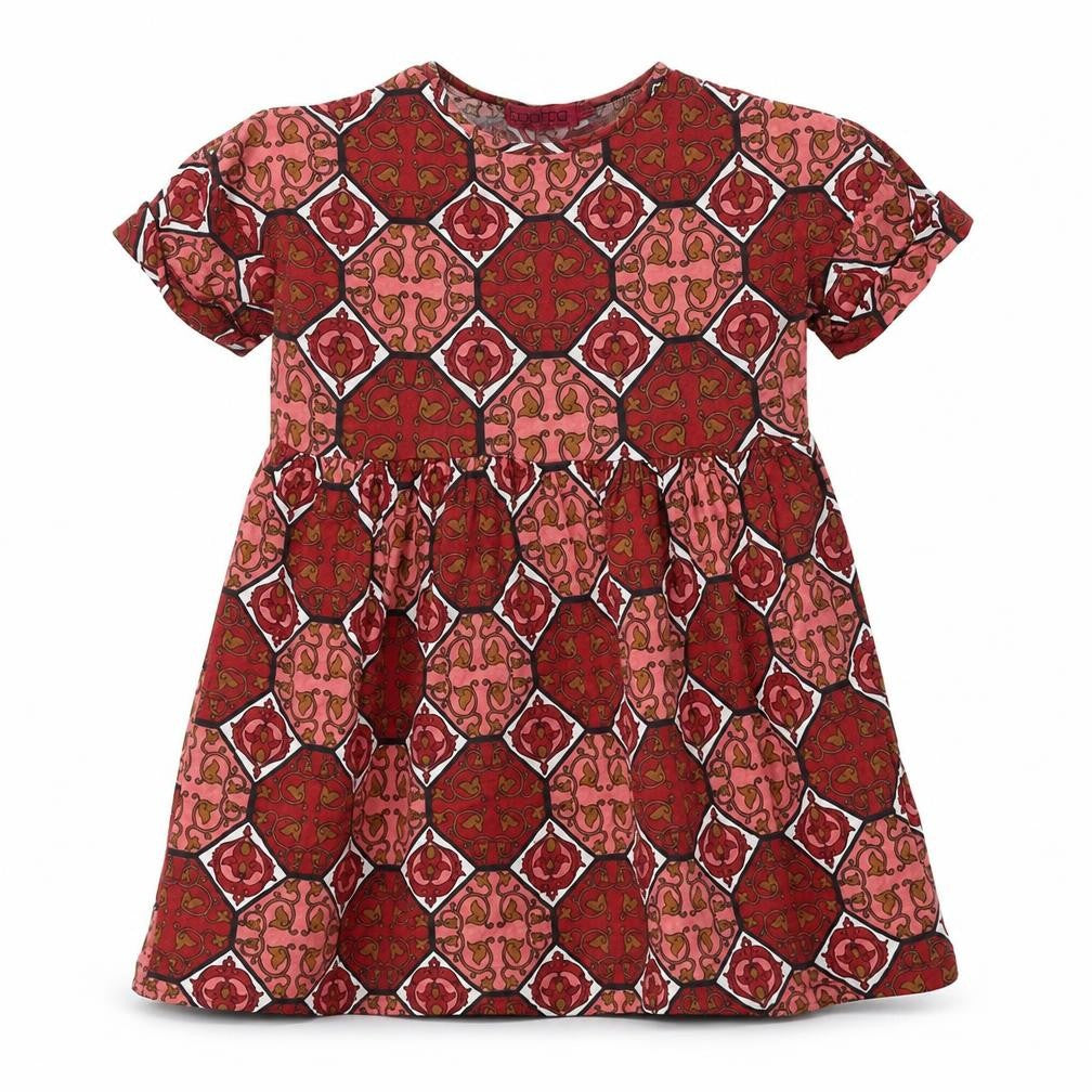 Boohoo Womens Red Geometric Viscose Fit & Flare Size 6 Round Neck Pullover