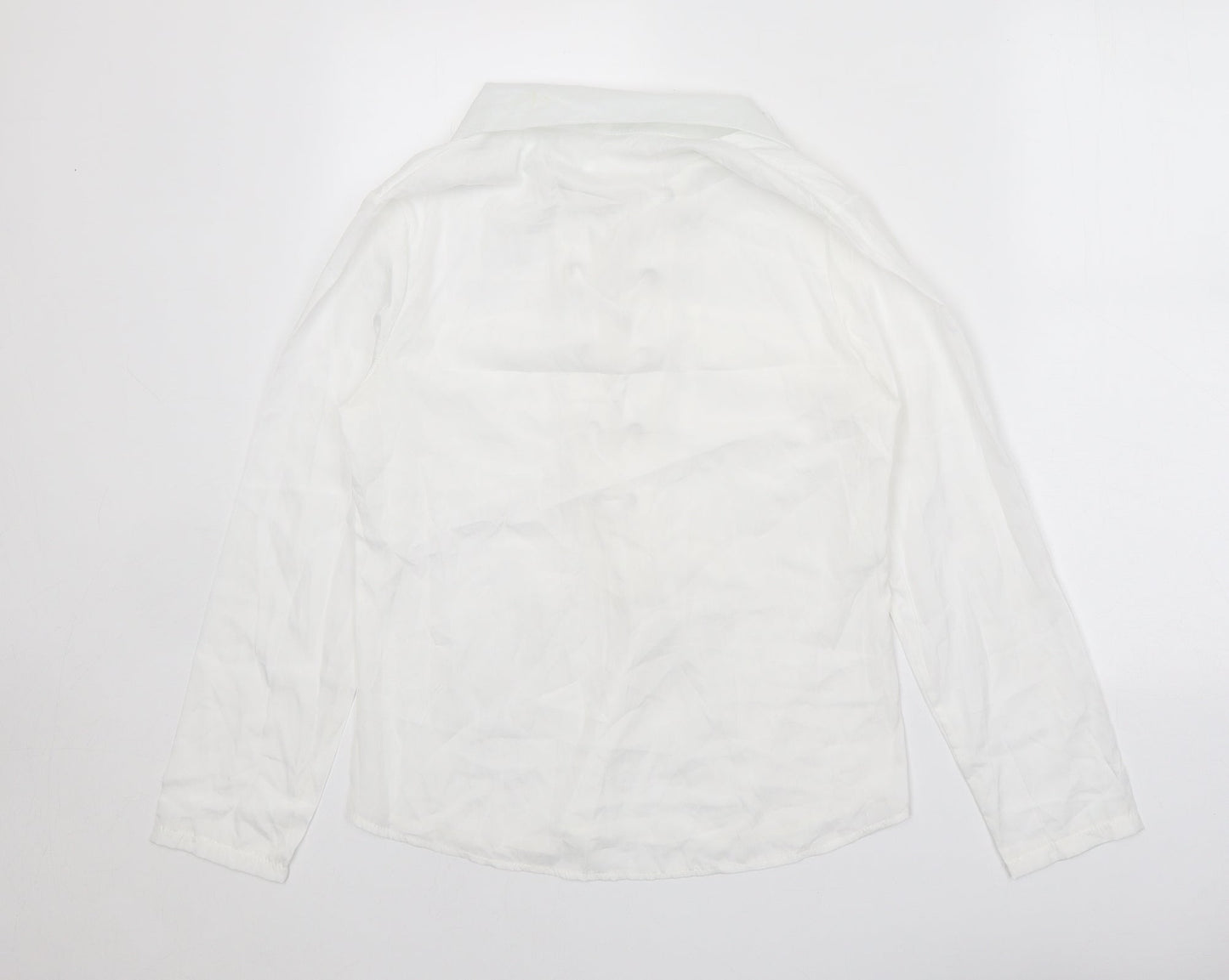 Preworn Womens White Polyester Basic Blouse Size M Collared