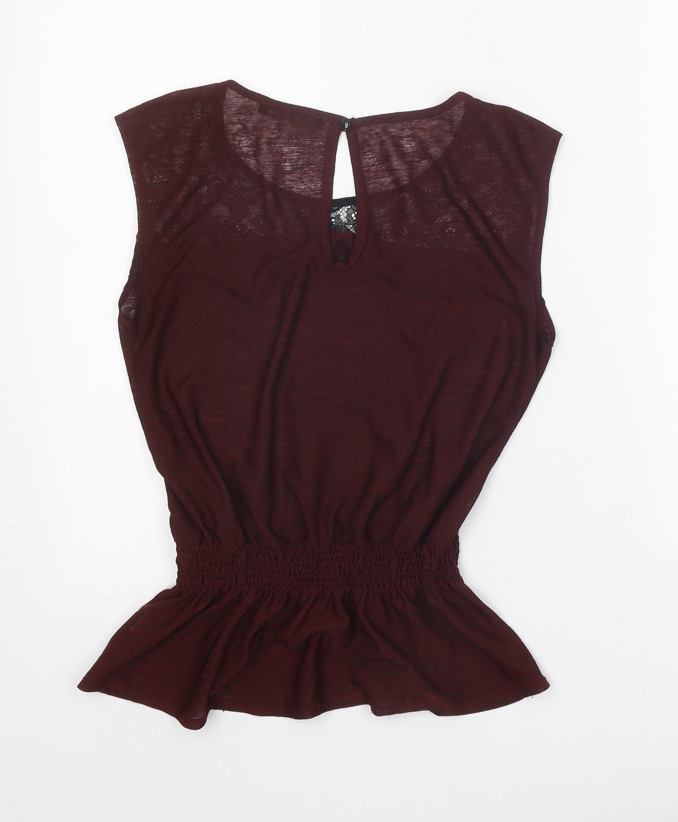 Atmosphere Womens Brown Nylon Basic Tank Size 8 Round Neck - Lace Detail
