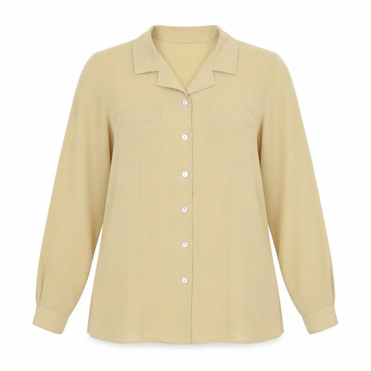 Dorothy Perkins Womens Yellow Polyester Basic Button-Up Size 12 Collared