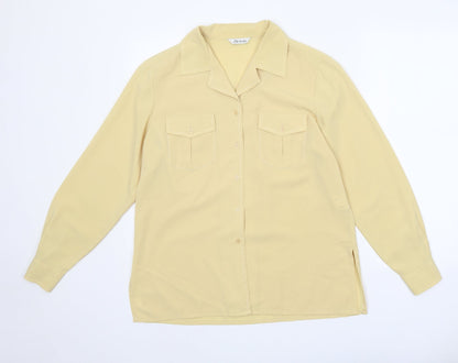Berkertex Womens Yellow Polyester Basic Button-Up Size 12 Collared