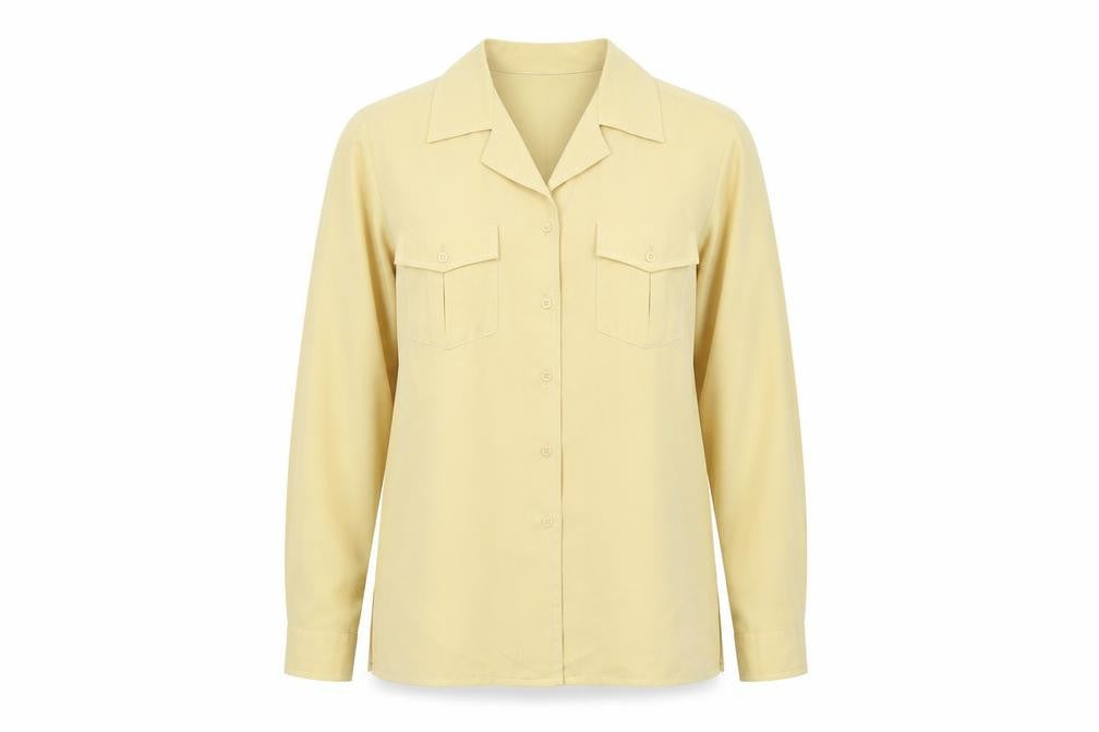 Berkertex Womens Yellow Polyester Basic Button-Up Size 12 Collared