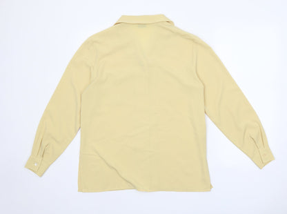 Berkertex Womens Yellow Polyester Basic Button-Up Size 12 Collared