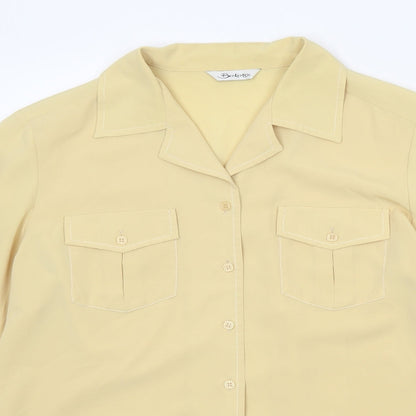 Berkertex Womens Yellow Polyester Basic Button-Up Size 12 Collared