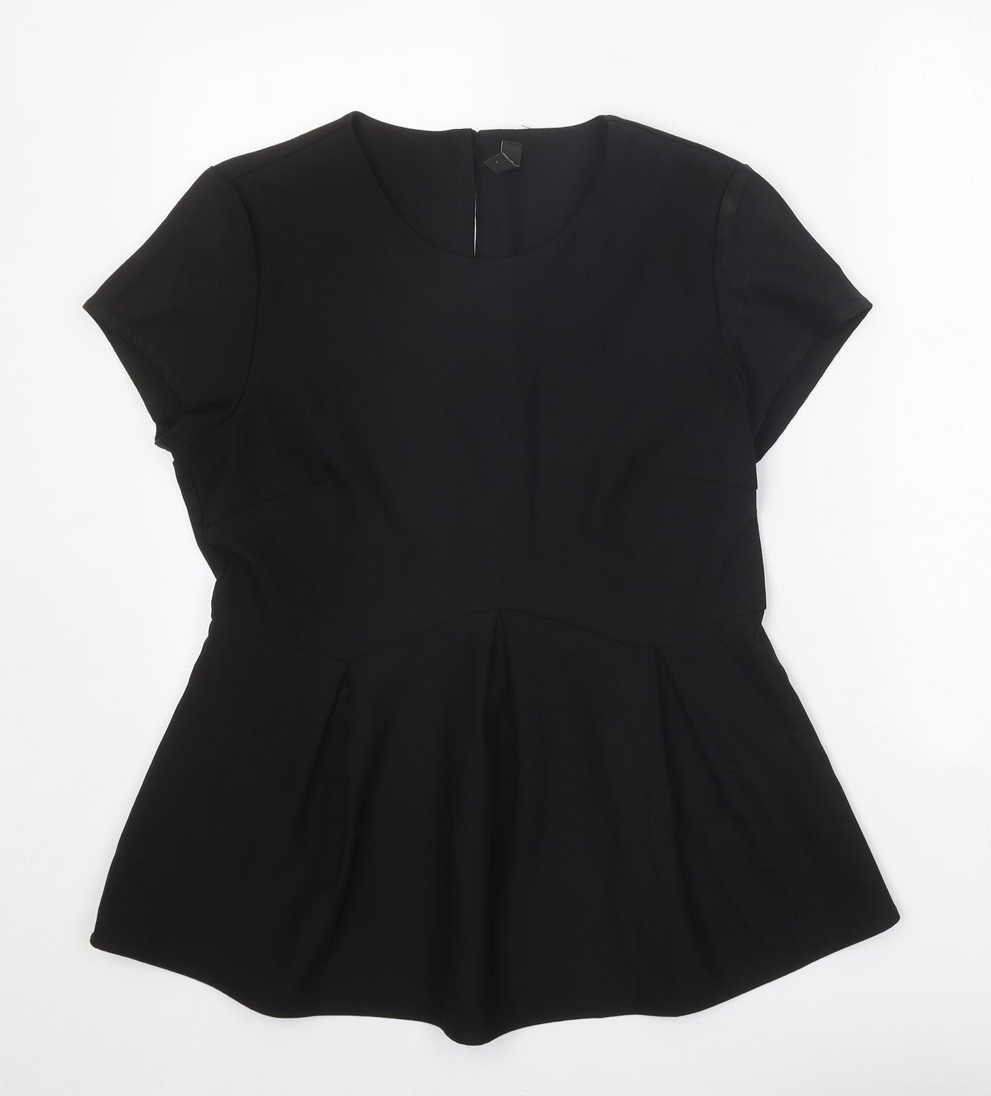 YAS Womens Black Polyester Basic T-Shirt Size 12 Round Neck