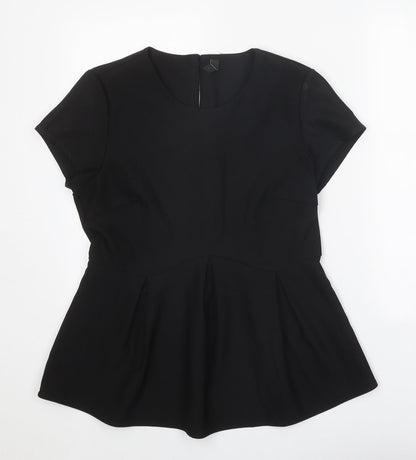 YAS Womens Black Polyester Basic T-Shirt Size 12 Round Neck