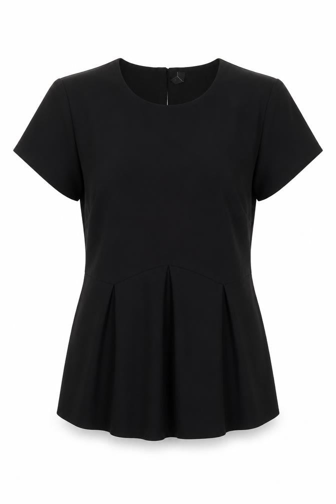 YAS Womens Black Polyester Basic T-Shirt Size 12 Round Neck