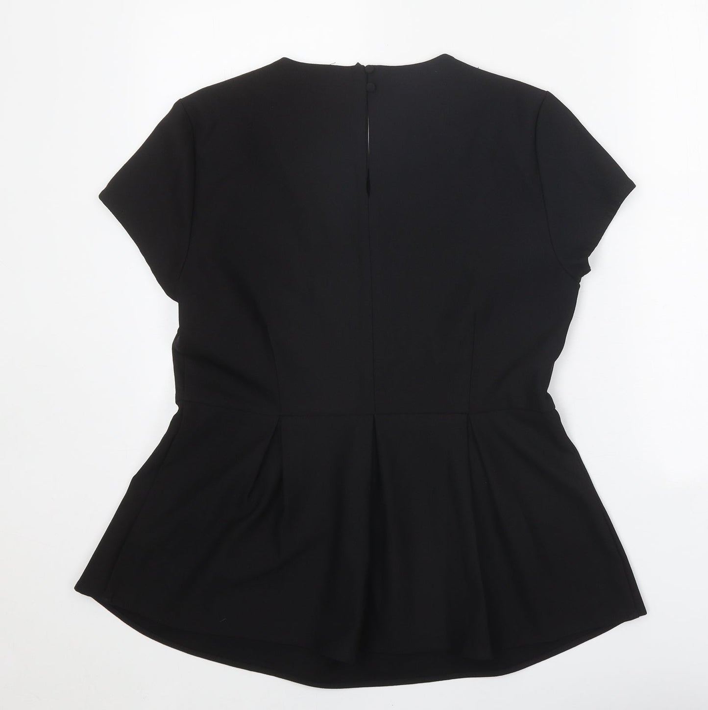 YAS Womens Black Polyester Basic T-Shirt Size 12 Round Neck