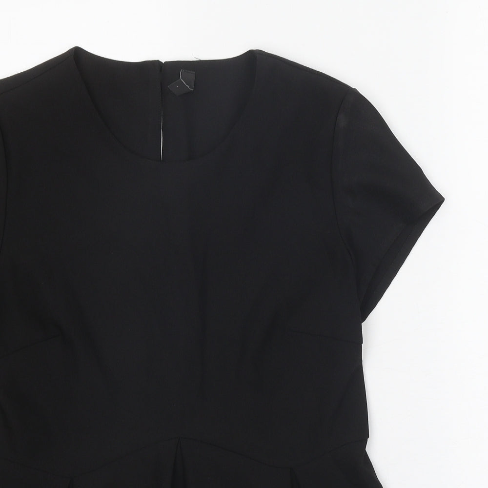 YAS Womens Black Polyester Basic T-Shirt Size 12 Round Neck