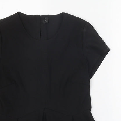 YAS Womens Black Polyester Basic T-Shirt Size 12 Round Neck