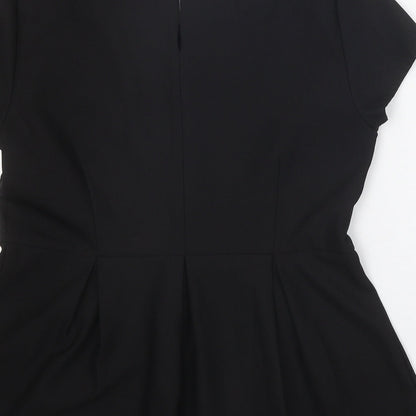 YAS Womens Black Polyester Basic T-Shirt Size 12 Round Neck