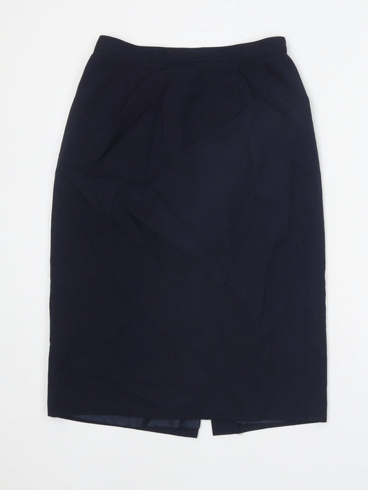 Preworn Womens Blue Polyester Straight & Pencil Skirt Size 8 Zip