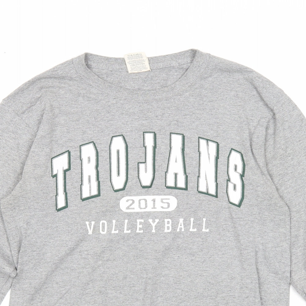 JERZEES Mens Grey Polyester Pullover Sweatshirt Size S - Trojans Volleyball