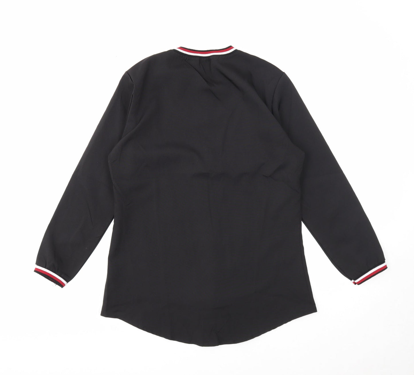 Preworn Womens Black Polyester Basic Button-Up Size M Round Neck