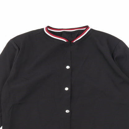 Preworn Womens Black Polyester Basic Button-Up Size M Round Neck