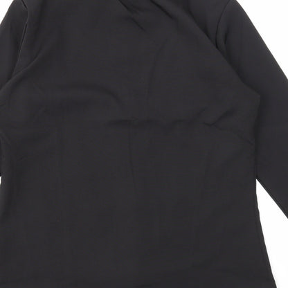 Preworn Womens Black Polyester Basic Button-Up Size M Round Neck