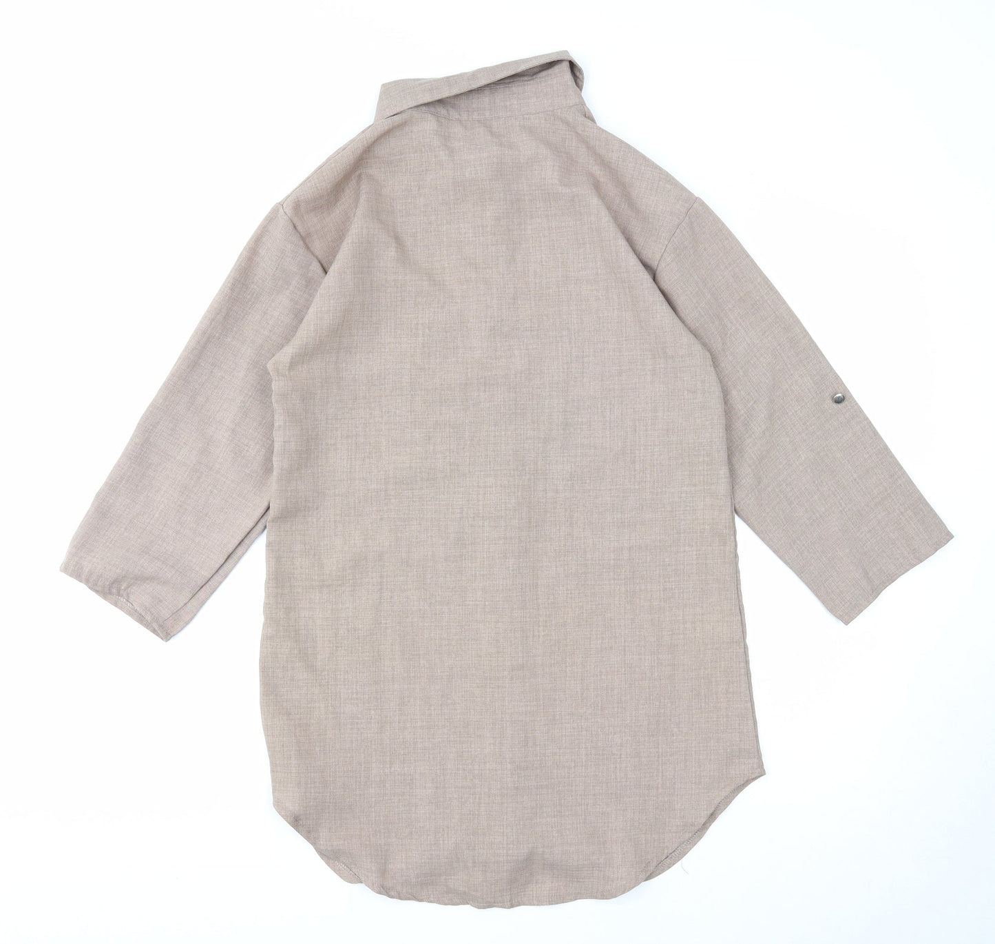 Preworn Womens Brown Polyester Basic Button-Up Size S Collared