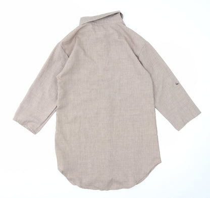 Preworn Womens Brown Polyester Basic Button-Up Size S Collared