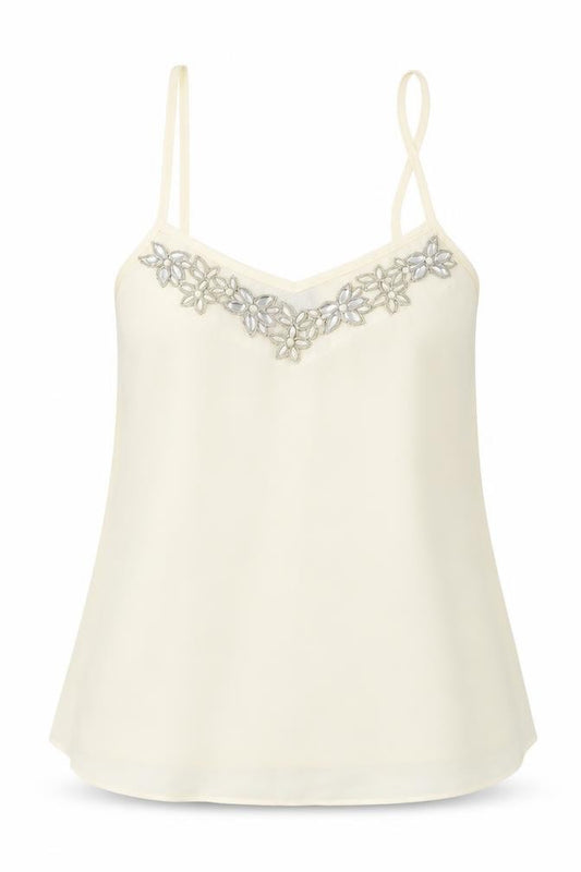 Topshop Womens White Polyester Camisole Tank Size 4 V-Neck