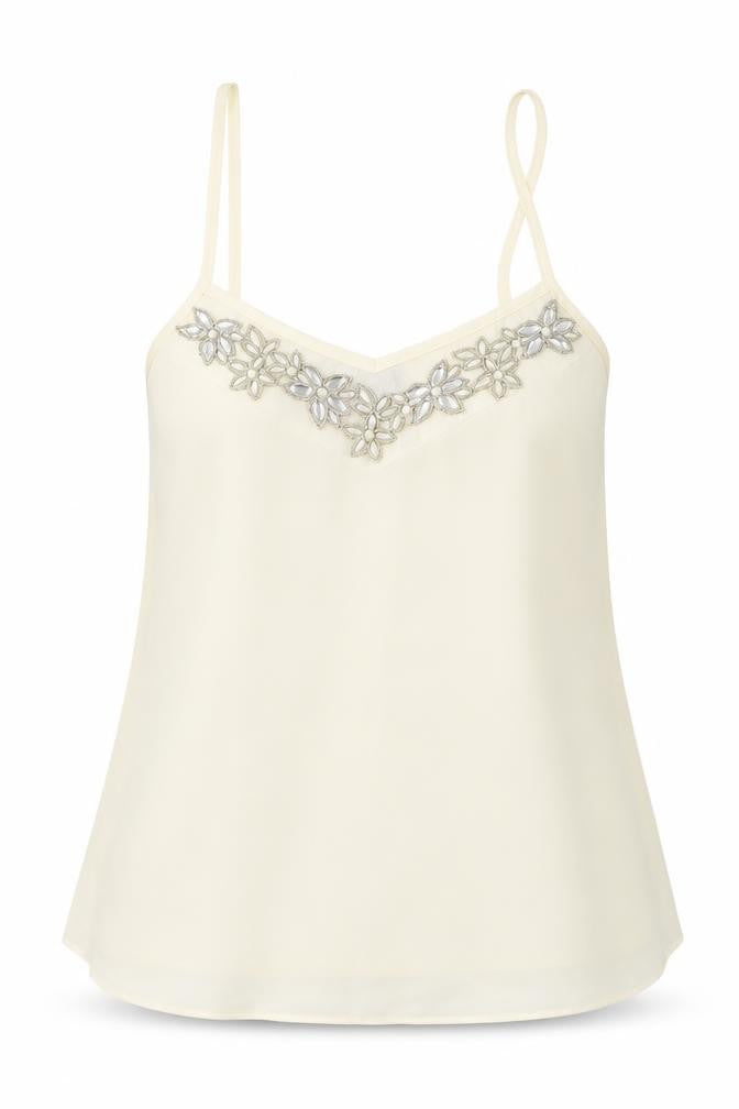 Topshop Womens White Polyester Camisole Tank Size 4 V-Neck