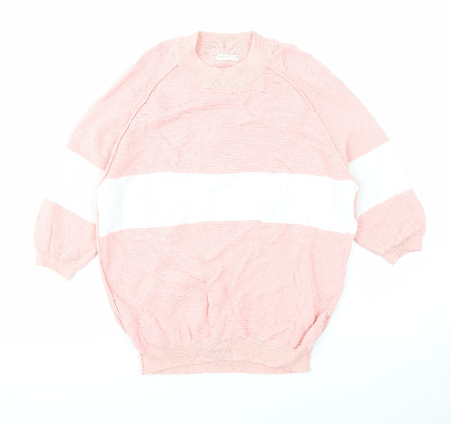 Broadcast Womens Pink Round Neck Acrylic Pullover Jumper Size M - Colourblock
