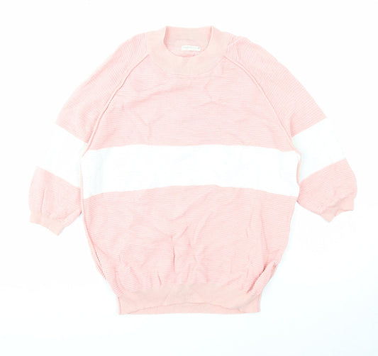 Broadcast Womens Pink Round Neck Acrylic Pullover Jumper Size M - Colourblock