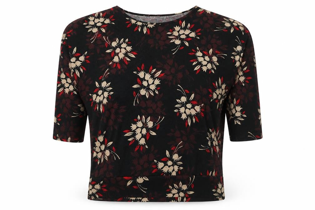 Apricot Womens Black Round Neck Floral Polyester Pullover Jumper Size 12