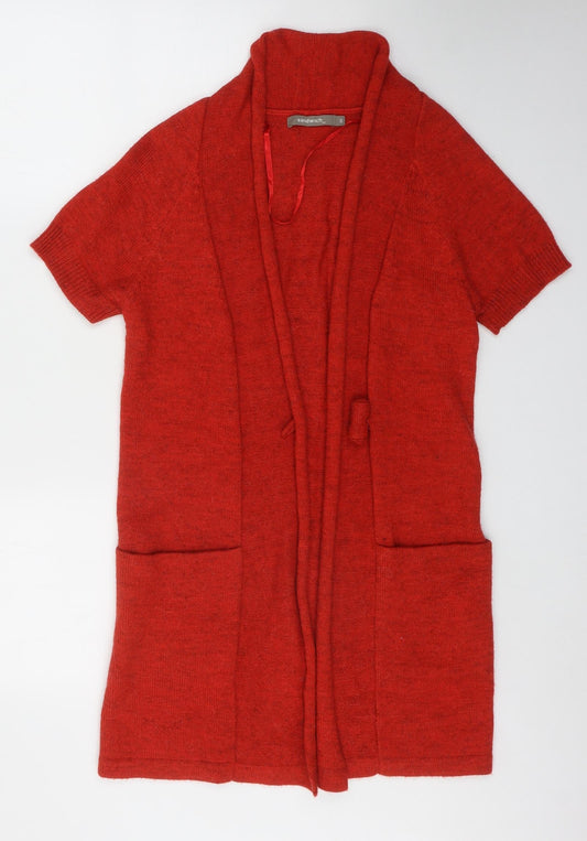 Sandwich Womens Red V-Neck Acrylic Cardigan Jumper Size S