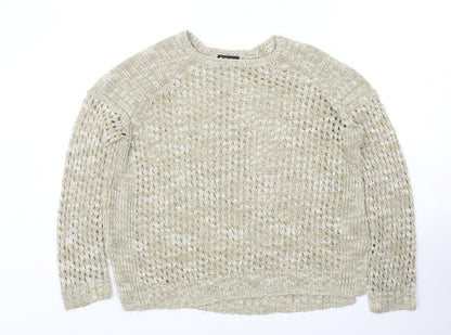 Topshop Womens Beige Round Neck Acrylic Pullover Jumper Size 10