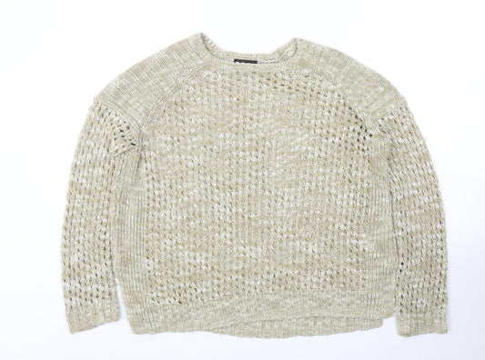 Topshop Womens Beige Round Neck Acrylic Pullover Jumper Size 10