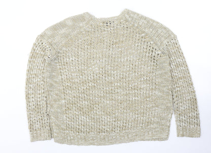 Topshop Womens Beige Round Neck Acrylic Pullover Jumper Size 10