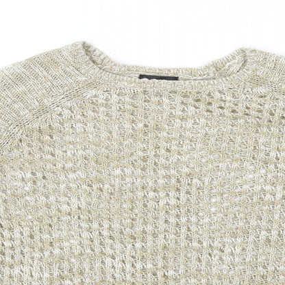 Topshop Womens Beige Round Neck Acrylic Pullover Jumper Size 10