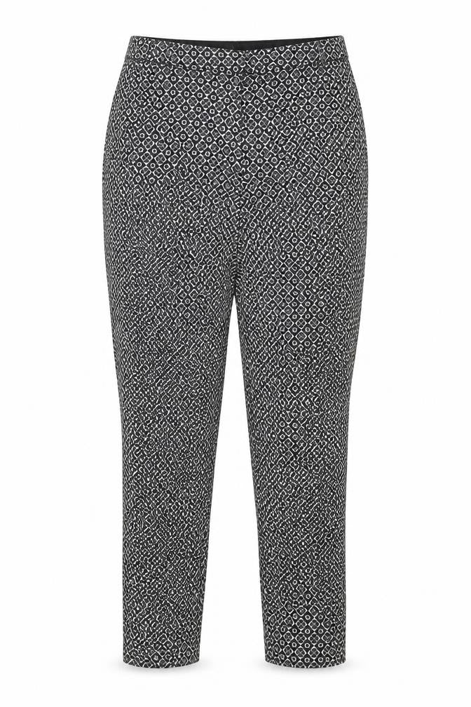 Oasis Womens Black Geometric Cotton Trousers Size 10 Regular Zip