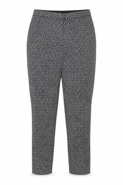 Oasis Womens Black Geometric Cotton Trousers Size 10 Regular Zip