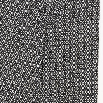 Oasis Womens Black Geometric Cotton Trousers Size 10 Regular Zip