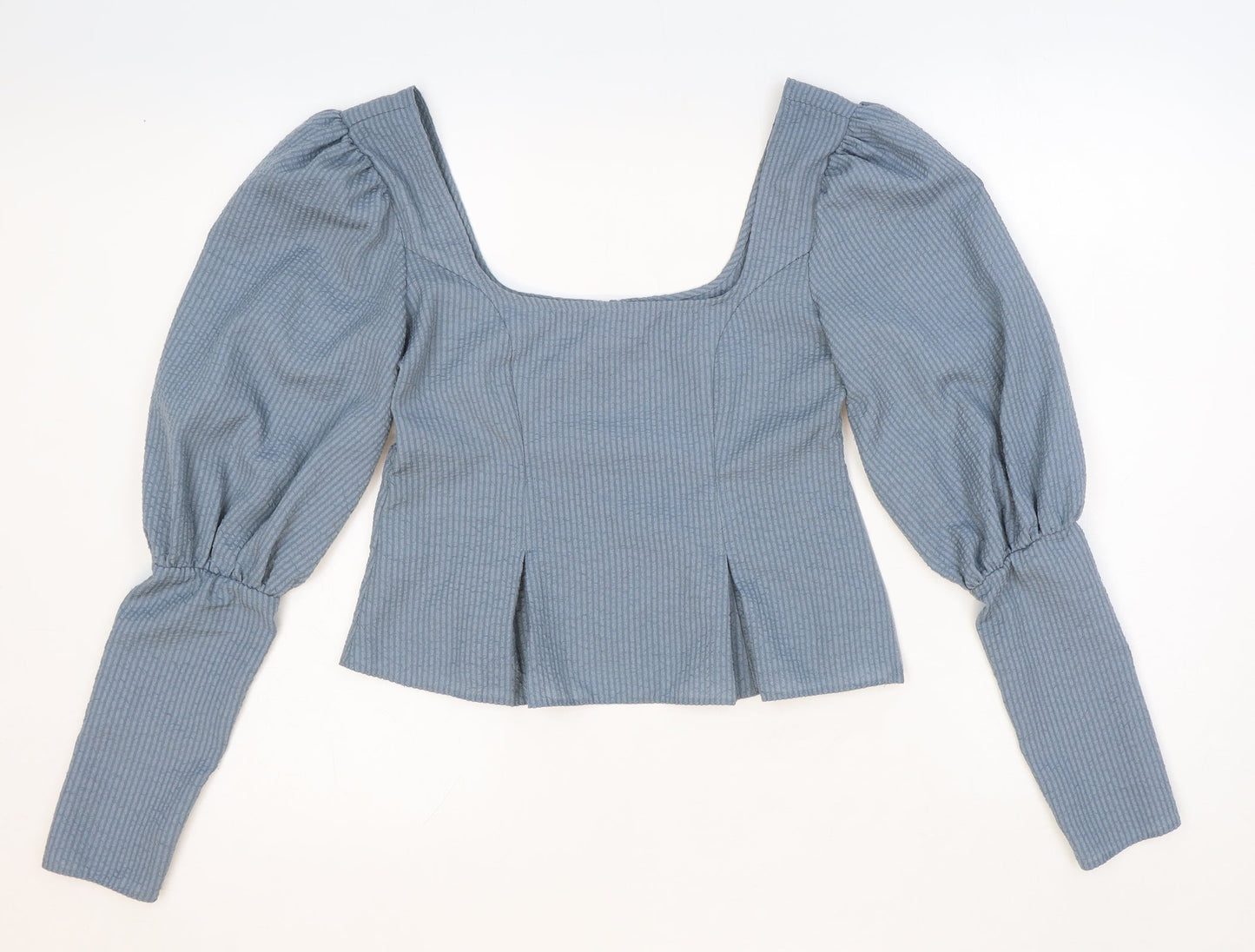 ASOS Womens Blue Striped Polyester Cropped Blouse Size 6 Square Neck
