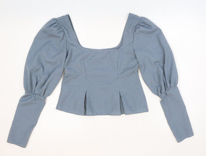 ASOS Womens Blue Striped Polyester Cropped Blouse Size 6 Square Neck