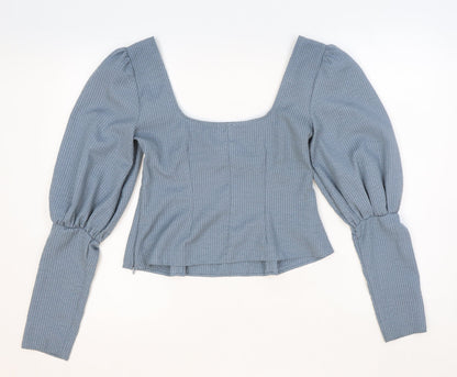 ASOS Womens Blue Striped Polyester Cropped Blouse Size 6 Square Neck