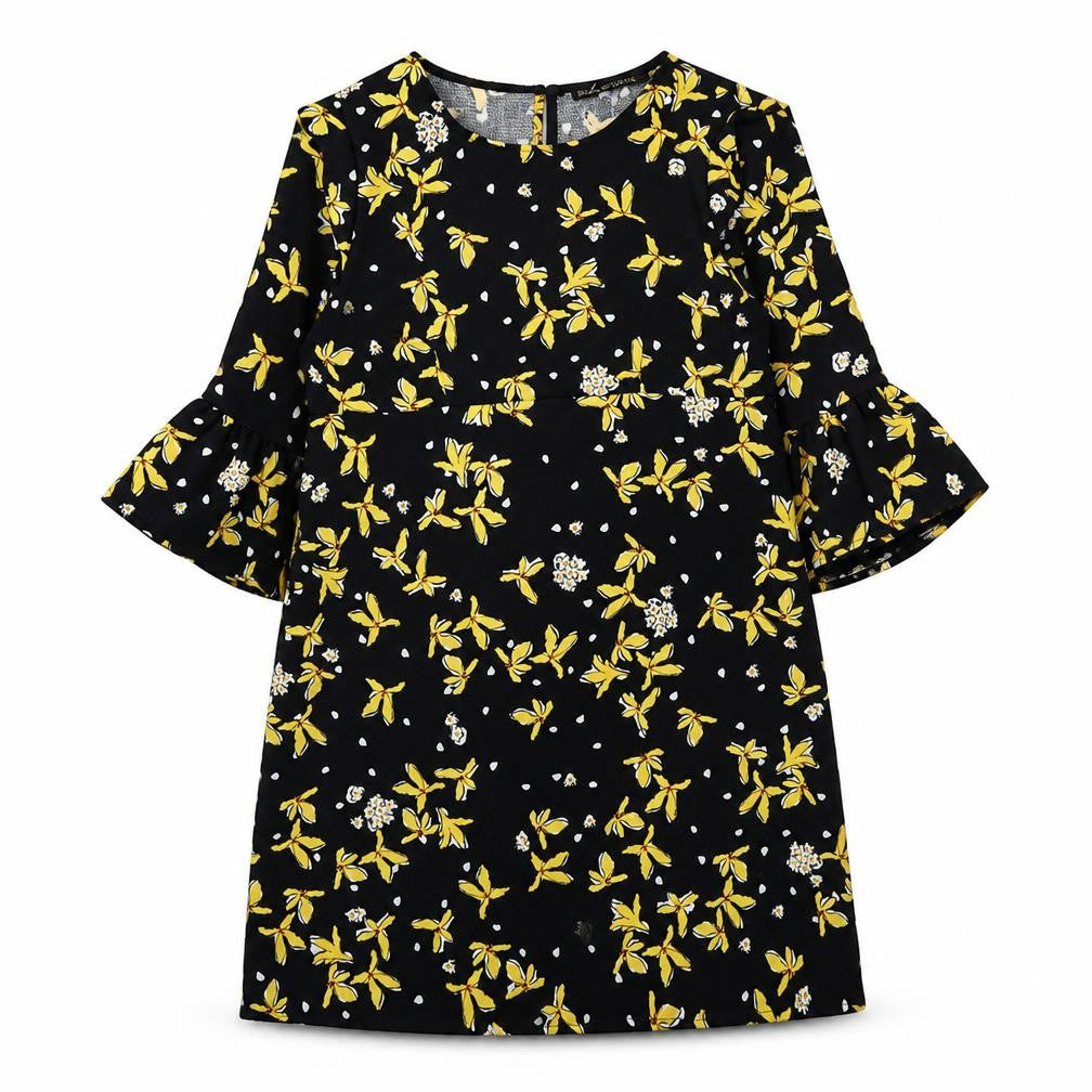 Zara Womens Blue Floral Polyester A-Line Size S Round Neck Pullover