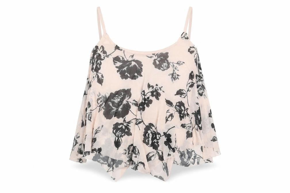 New Look Womens Orange Floral Polyester Camisole Tank Size 8 Scoop Neck - Cropped