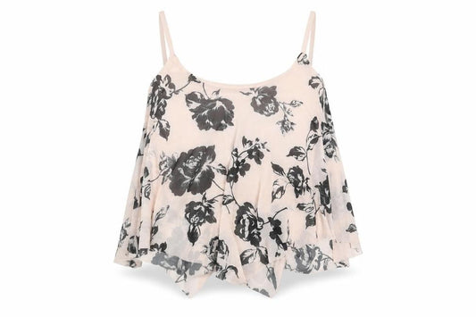 New Look Womens Orange Floral Polyester Camisole Tank Size 8 Scoop Neck - Cropped