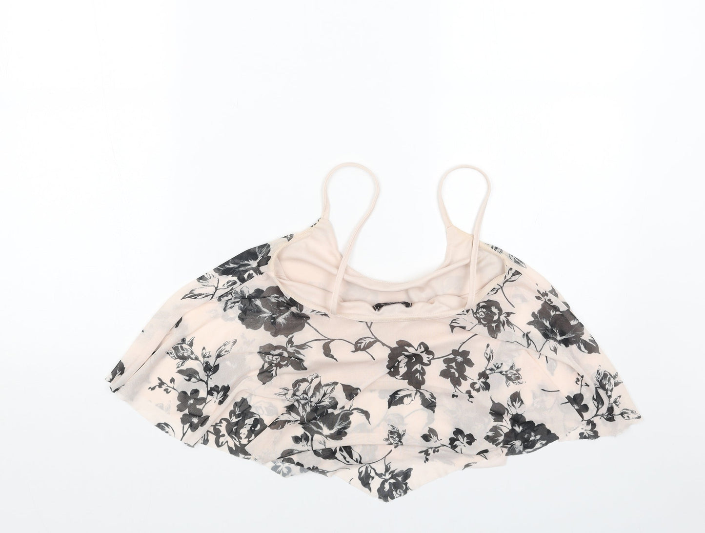 New Look Womens Orange Floral Polyester Camisole Tank Size 8 Scoop Neck - Cropped